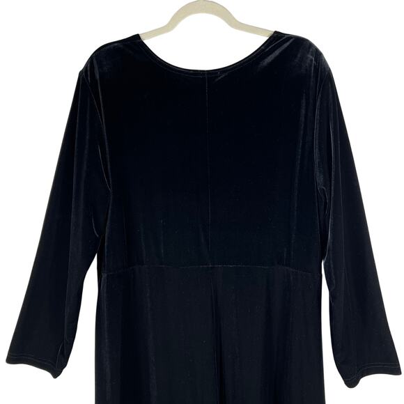VTG Black Velvet Maxi Dress Plus Sz 22W Slinky Stretch Whimsigoth Holiday - Picture 4 of 13